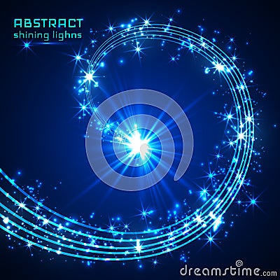 Blue magic sparkle glittering light Vector Illustration