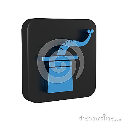 Blue Magician hat icon isolated on transparent background. Magic trick. Mystery entertainment concept. Black square Stock Photo