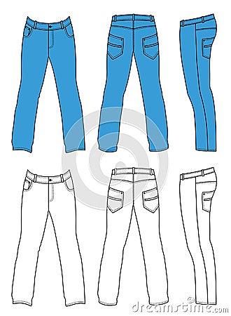 Blue Man's Jeans (front, Back, Side Views) Stock Photography - Image ...