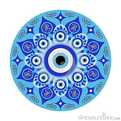 Blue mandala evil eye, greek amulet against evil eye Vector Illustration