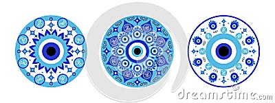 Blue mandala evil eye, greek amulet against evil eye Vector Illustration