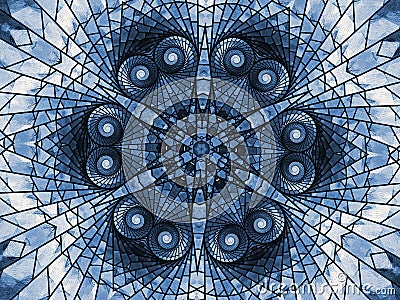 Blue mandala made of hearts Stock Photo