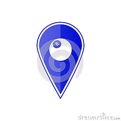 Blue map pointer with billiards ball. Vector illustration Vector Illustration