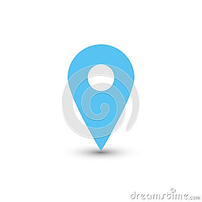 Blue map pointer with dropped shadow on white background. EPS10 vector illustration Vector Illustration