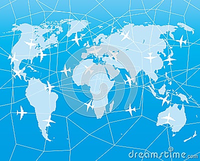 Blue map of the world. Vector Illustration