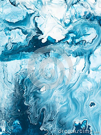 Blue marble abstract hand painted background. Stock Photo