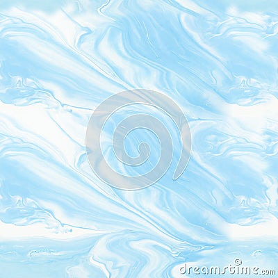 Blue marble abstract hand painted seamless pattern. Stock Photo