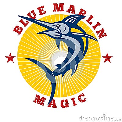 Blue marlin jumping magic Stock Photo