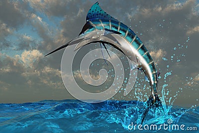 Blue Marlin Splash Stock Photo