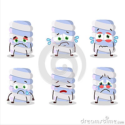 Blue marshmallow twist cartoon character with sad expression Vector Illustration