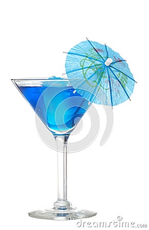 Blue martini with an umbrella Stock Photo