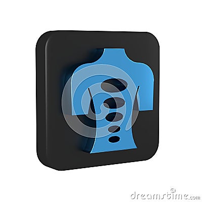 Blue Massage stone therapy icon isolated on transparent background. Relaxing, leisure. Black square button. Stock Photo