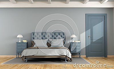 Blue master bedroom Stock Photo
