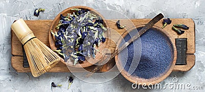 Blue matcha powder Stock Photo