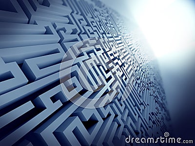 Blue maze ,complex problem solving concept Cartoon Illustration