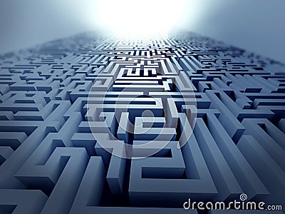 Blue maze ,complex problem solving concept Cartoon Illustration