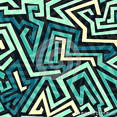 Blue maze seamless pattern Vector Illustration