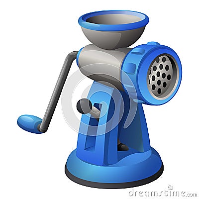 Blue meat grinder icon cartoon vector. Kitchen equipment Vector Illustration