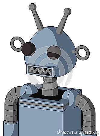 Blue Mech With Rounded Head And Square Mouth And Two Eyes And Double Antenna Stock Photo