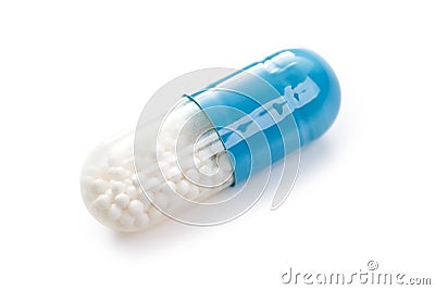 Blue medical capsules Stock Photo