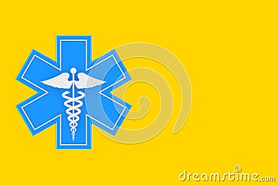 Blue Medical Emergency Star Of Life with White Caduceus Medical Symbol. 3d Rendering Stock Photo