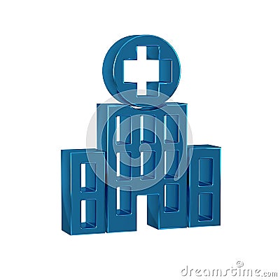 Blue Medical hospital building with cross icon isolated on transparent background. Medical center. Health care. Stock Photo