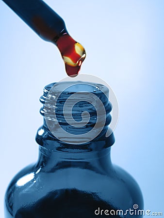 Blue medicine bottle Stock Photo