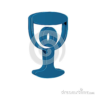 Blue Medieval goblet icon isolated on transparent background. Holy grail. Stock Photo