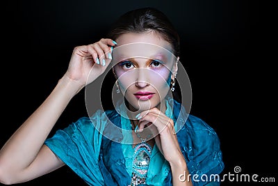 Blue mermaid art makeup Stock Photo