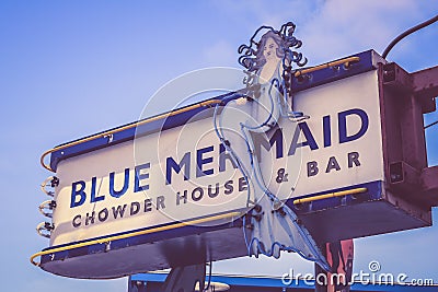 Blue Mermaid sign Editorial Stock Photo