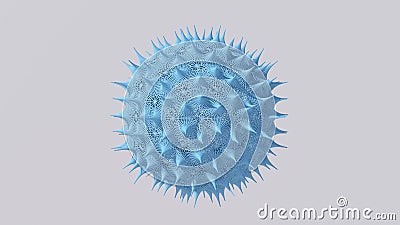 Blue mesh fractal array. White background. Abstract illustration, 3d render Cartoon Illustration