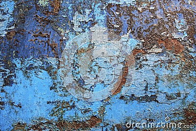 Blue metal rust grunge background texture. Rusted, old, vintage, retro background texture on blue metal or iron plate surface Stock Photo
