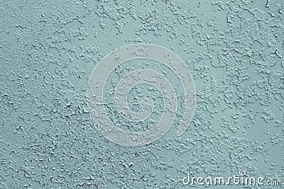 Blue metal wall background. Texture of peeling light paint. Dirty rusty metal wall. Retro effect. Cracks, grunge rough stucco. Old Stock Photo