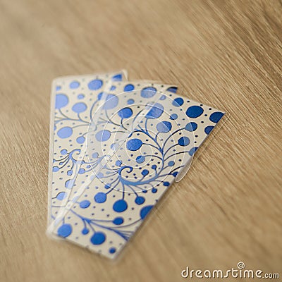 blue metallic bookmarks on the table Stock Photo