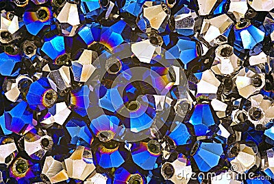 Blue and metallic swarovski crystals Stock Photo