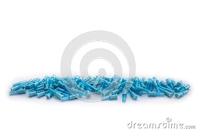 Blue micro needles to measure blood sugar Stock Photo