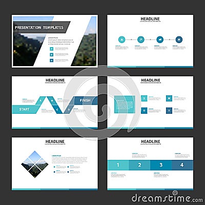 Blue minimal presentation templates Infographic elements flat design set for brochure flyer leaflet marketing advertising Vector Illustration