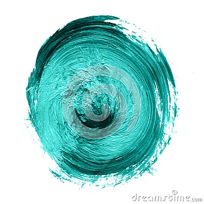 Blue mint watercolor circle isolated on a white background Stock Photo