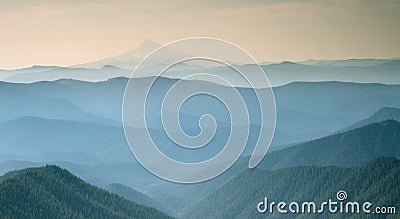 Blue misty view of Silver Mountain Portland Oregon 1 Stock Photo