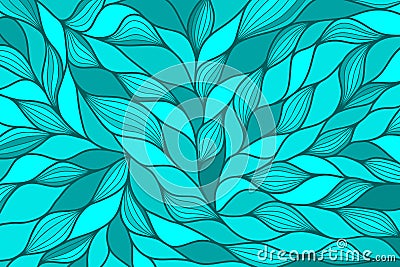 Blue modern abstract background with hand drawn waves. Vector illustration. Vector Illustration