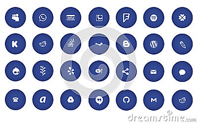 Blue modern social media icons Vector Illustration