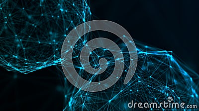 Blue molecule. Sphere consisting of points. Modern wireframe elements. Technology grid sphere. 3d rendering Stock Photo