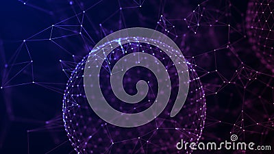 Blue molecule. Sphere consisting of points. Modern wireframe elements. Technology grid sphere. 3d rendering Stock Photo