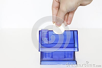 Blue money boxe - house Stock Photo