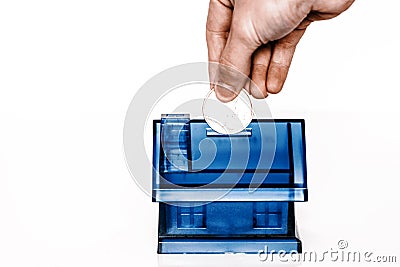 Blue money boxe - house Stock Photo