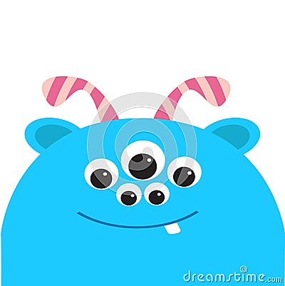 Blue monster head Vector Illustration