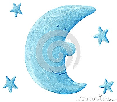 Blue Moon Cartoon Illustration