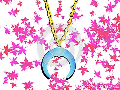 Blue Moon pendent chain illustration Cartoon Illustration