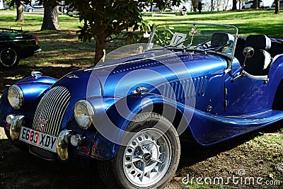 Blue Morgan roadster automobile Editorial Stock Photo