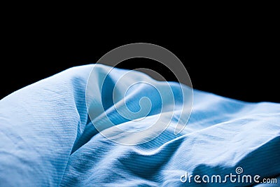 Blue morning sleep wrinkle bed sheet Stock Photo